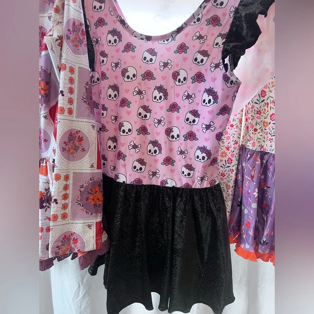 Cheeky Plum Halloween Skull Leo girls 7/8 t